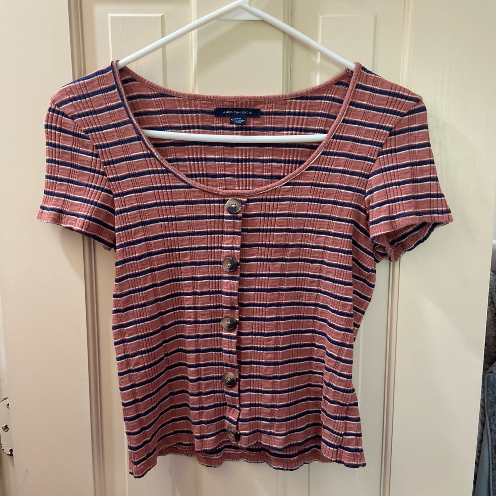 American Eagle striped button-up top